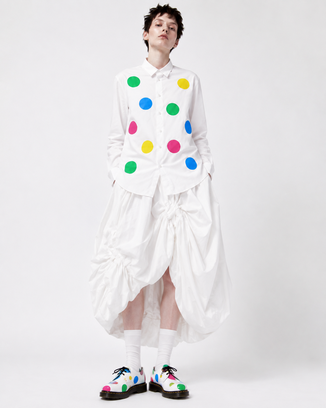 KUTA HOUSE 'Colorful Polka Dots Shirt' (White)