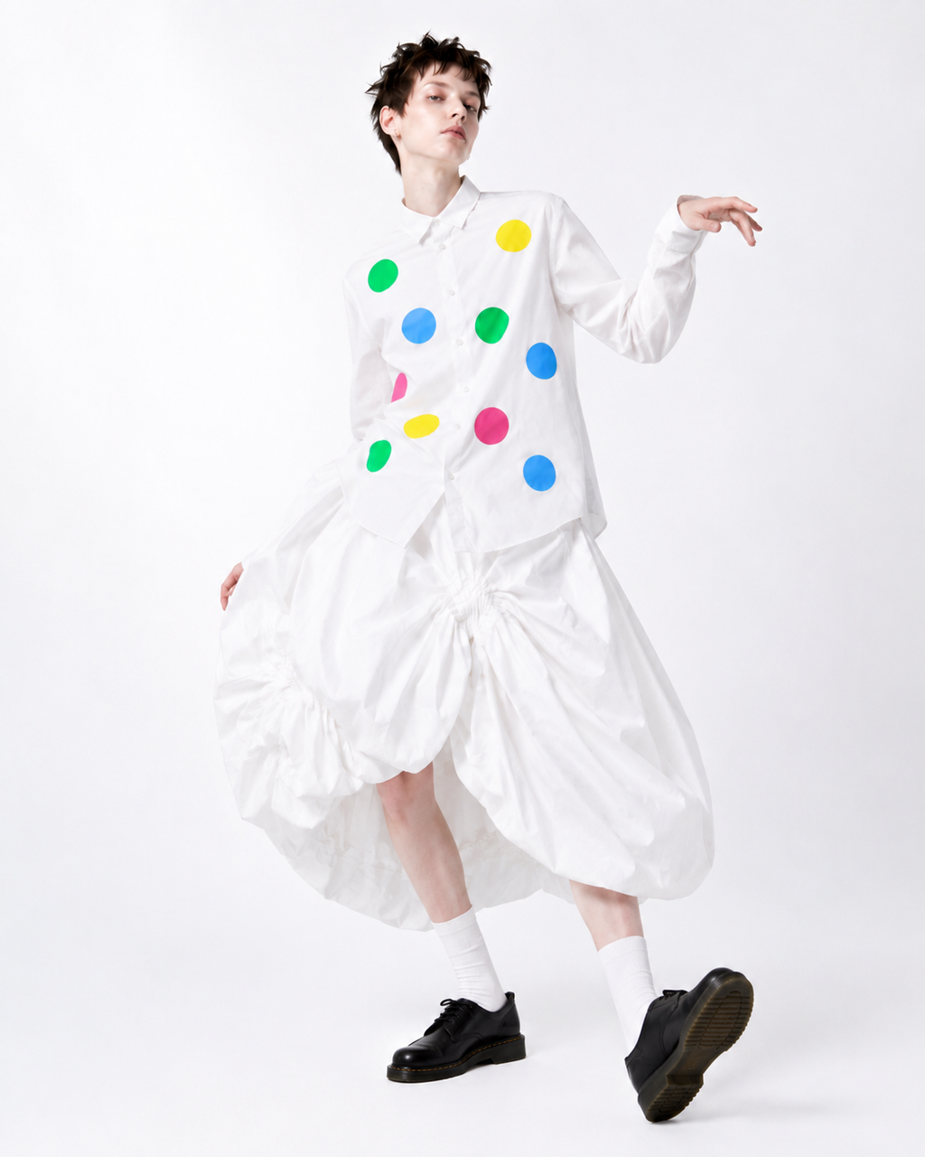 KUTA HOUSE 'Colorful Polka Dots Shirt' (White)